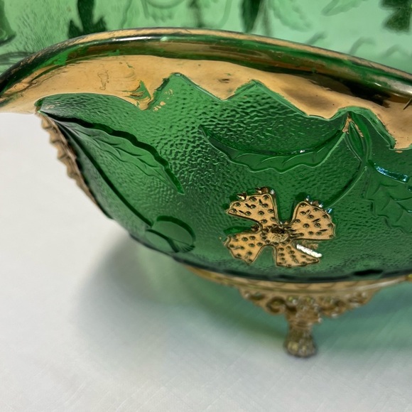 ANTIQUE Bride’s Basket Gilt Glass Bowl with Victorian Silver Plate stand. - Picture 3 of 11